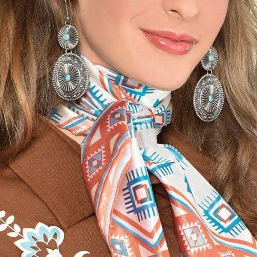 Western Cowgirl Kit with Scarf & Earrings, Brown, One Size, 2-pk, Wearable Costume Accessories for Halloween CloseUp