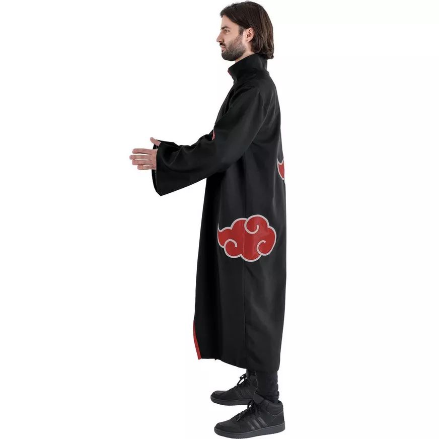 Adult Naruto Akatsuki Robe Anime, Black/Red, One Size, Wearable Costume Accessory for Halloween Side_Left