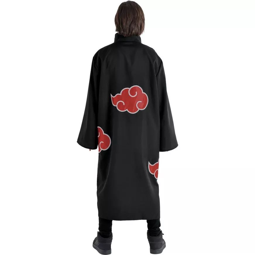 Adult Naruto Akatsuki Robe Anime, Black/Red, One Size, Wearable Costume Accessory for Halloween Back_Flat