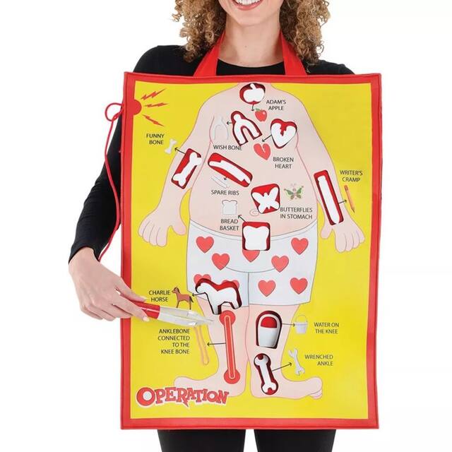Operation Classic Game, Yellow/Red, One Size, Wearable Costume  for Halloween Front_Flat