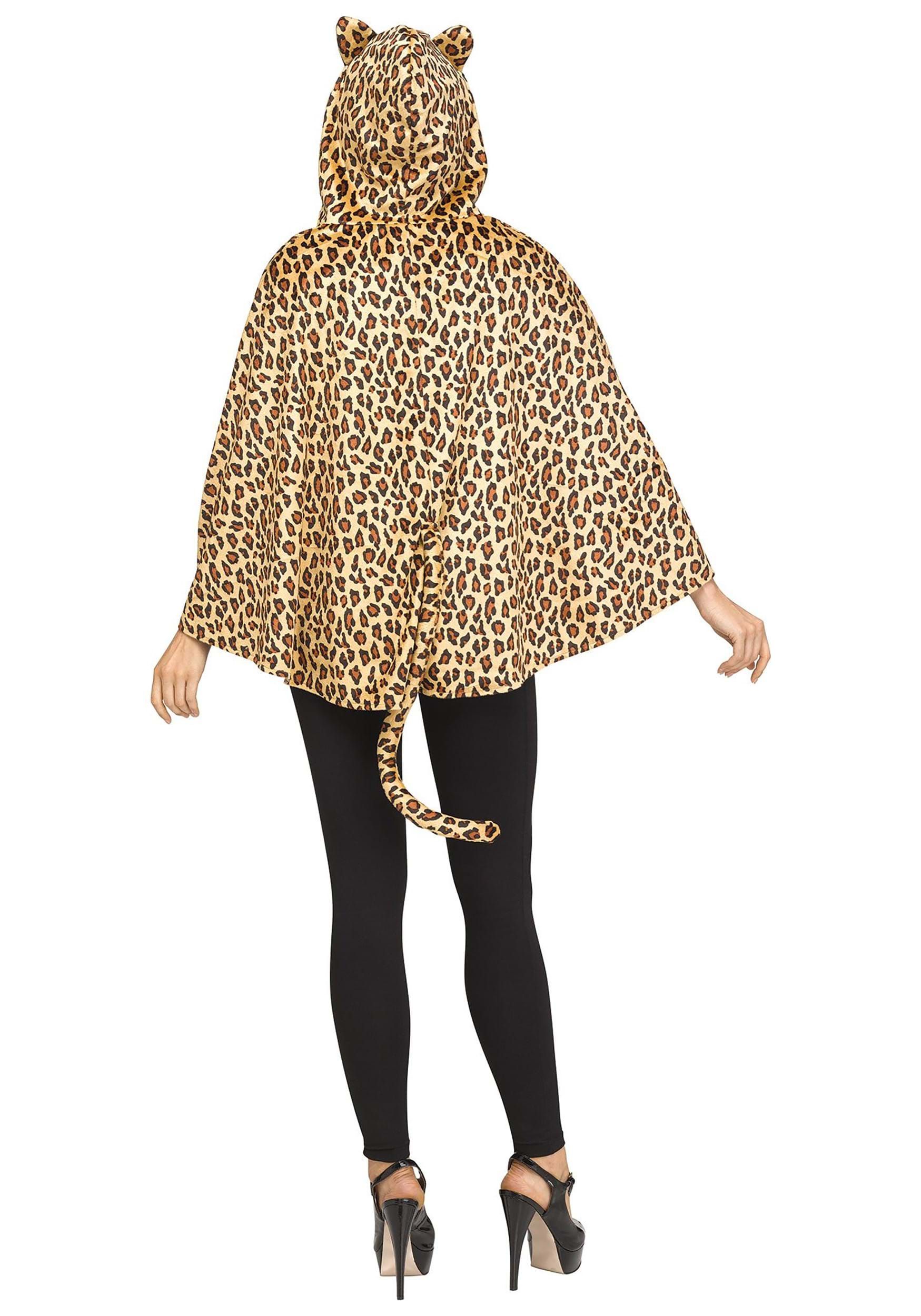 Leopard Print Poncho Halloween Costume, Adult, One-Size Back_Flat