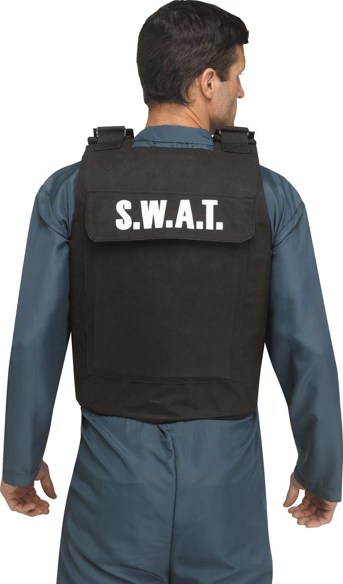 S.W.A.T. Vest Halloween Costume, Black, Adult, Standard Size Back_Flat