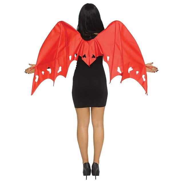 Satin Character Wings Halloween Accessory, Red, Adult, One-Size Back_Flat
