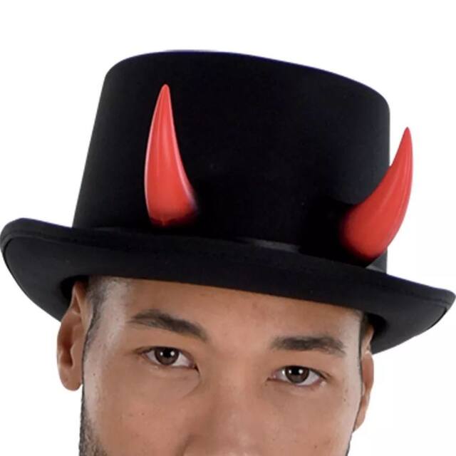 Adult Devil Top Hat, Black/Red, Wearable Costume Accessory for Halloween Front_Flat