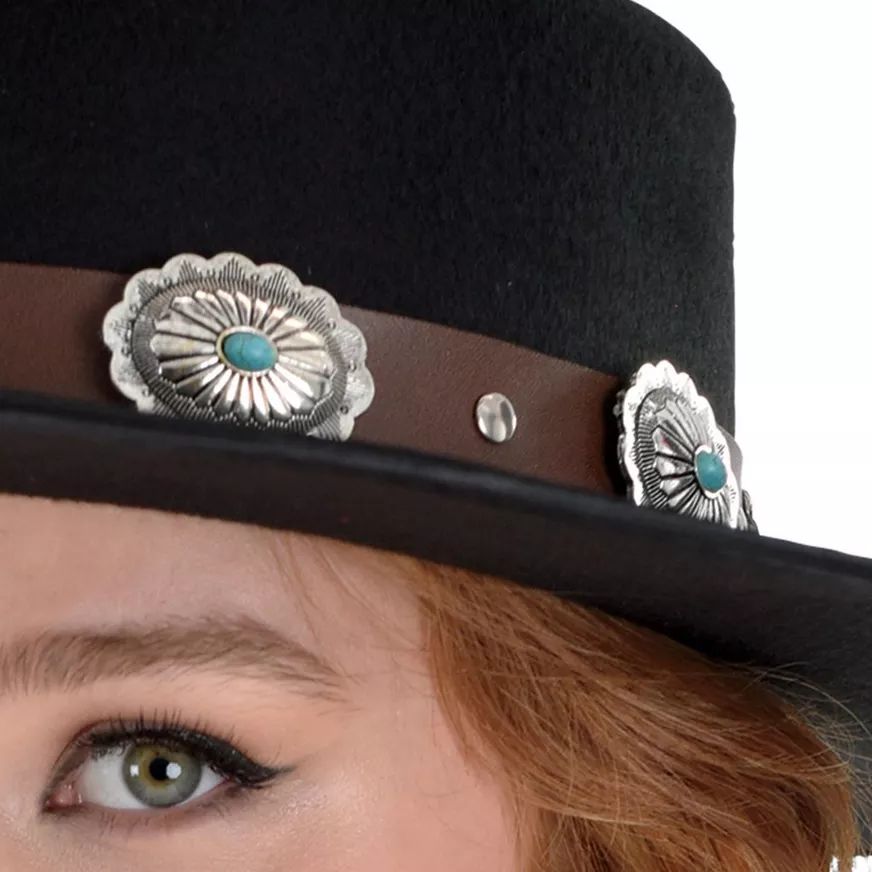 Chapeau de cowboy western moderne pour femme, noir CloseUp
