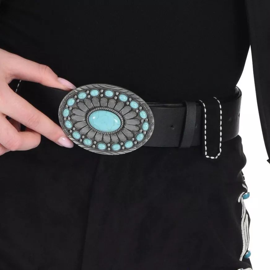 Ceinture western moderne, turquoise, accessoire de costume à porter pour l'Halloween CloseUp