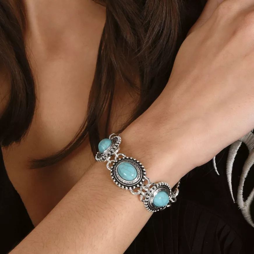 Turquoise Jewelry Set, Wearable Costume Accessory for Halloween CloseUp