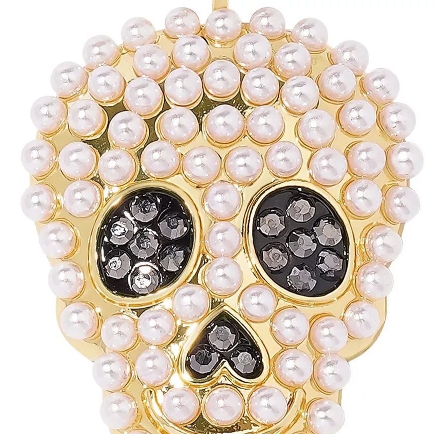 Pearl Skull Statement Earrings CloseUp