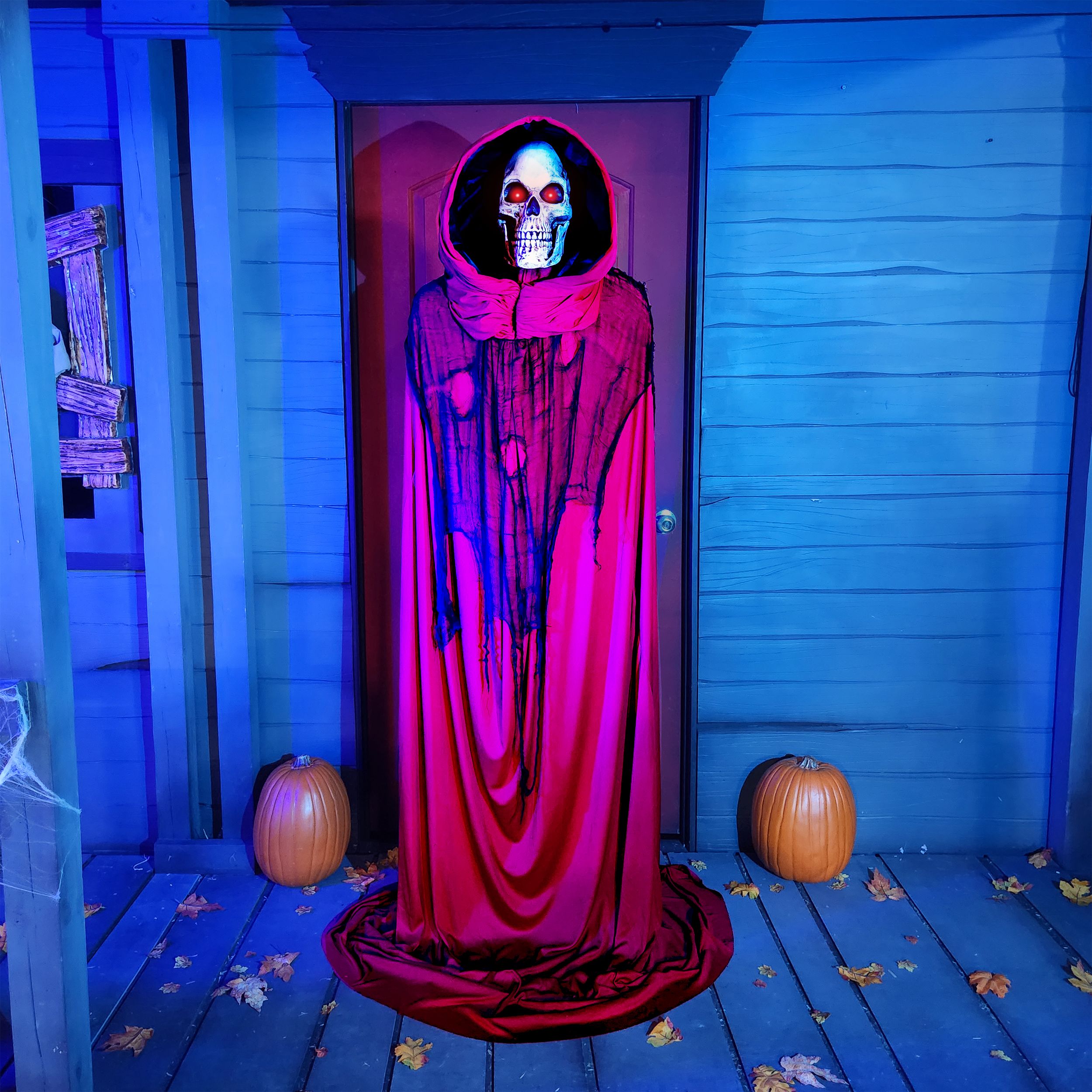 Glowing Hooded Reaper Halloween Décor With Audio, 6-ft Front_Flat