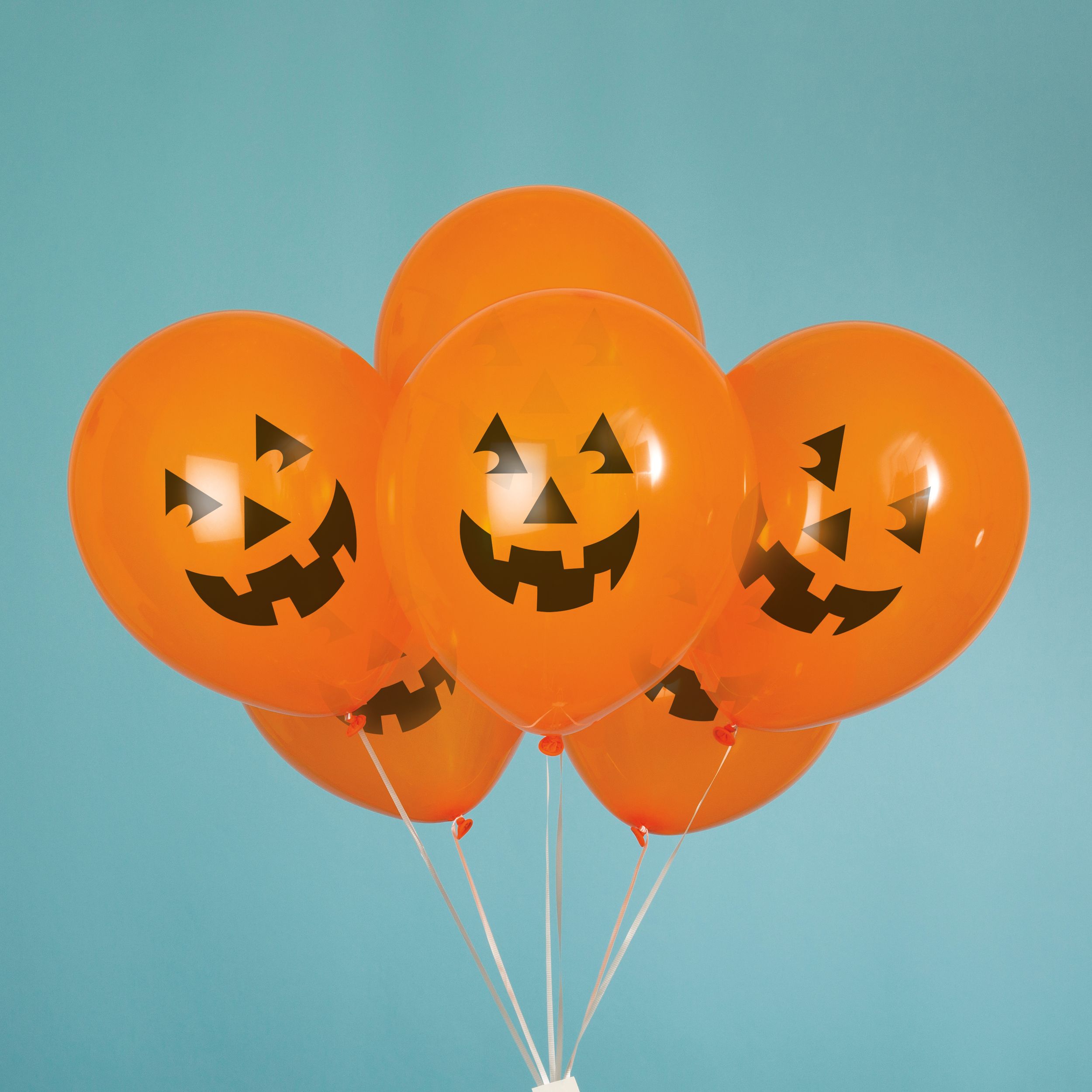 Ballons d'Halloween en latex citrouille-lanterne Unique, 12 po, paq. 6 Front_Flat