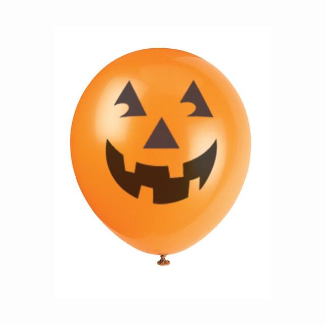 Unique Halloween Pumpkin Jack-O-Lantern Latex Balloons, 12-in, 6-pc Front_Flat
