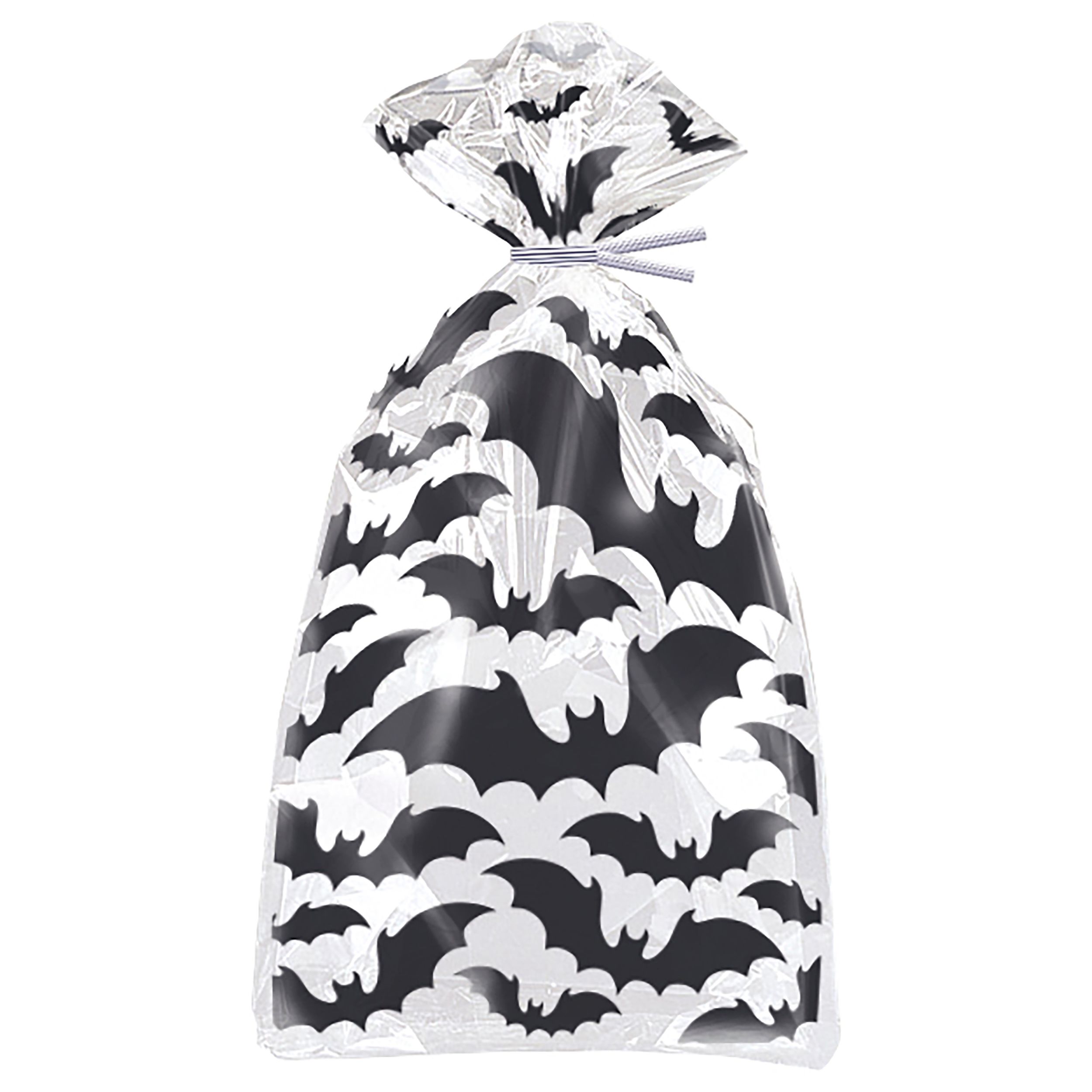 Unique Black Bats Cello Halloween Party Favour Gift Bag, 5x11-in, 20-pc Front_Flat