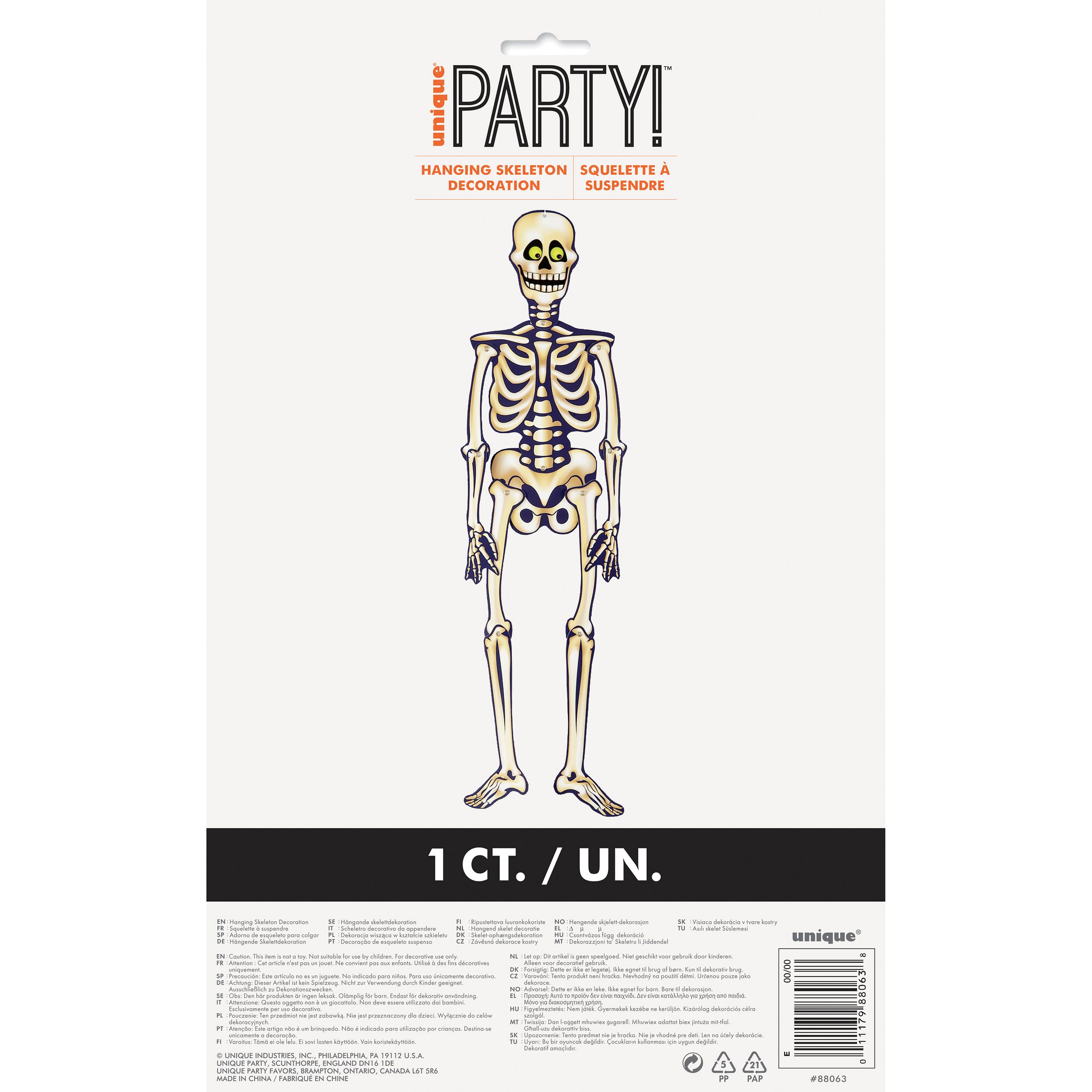 Décoration d'Halloween suspendue squelette Unique, 35 po Back_Flat