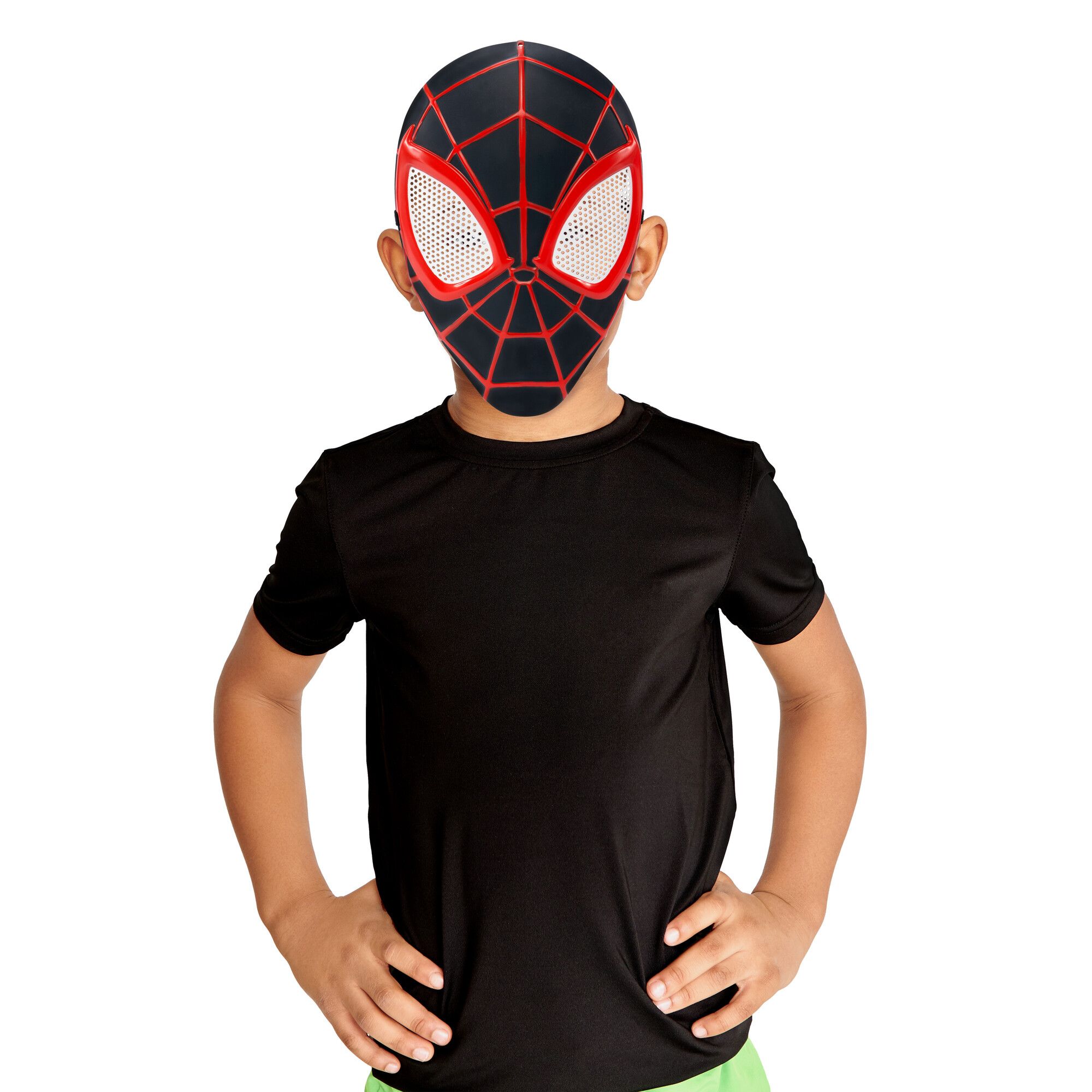 Marvel Spiderman Miles Morales Mask Wearable Costume Accessory, Unisex, Child Standard Front_Flat