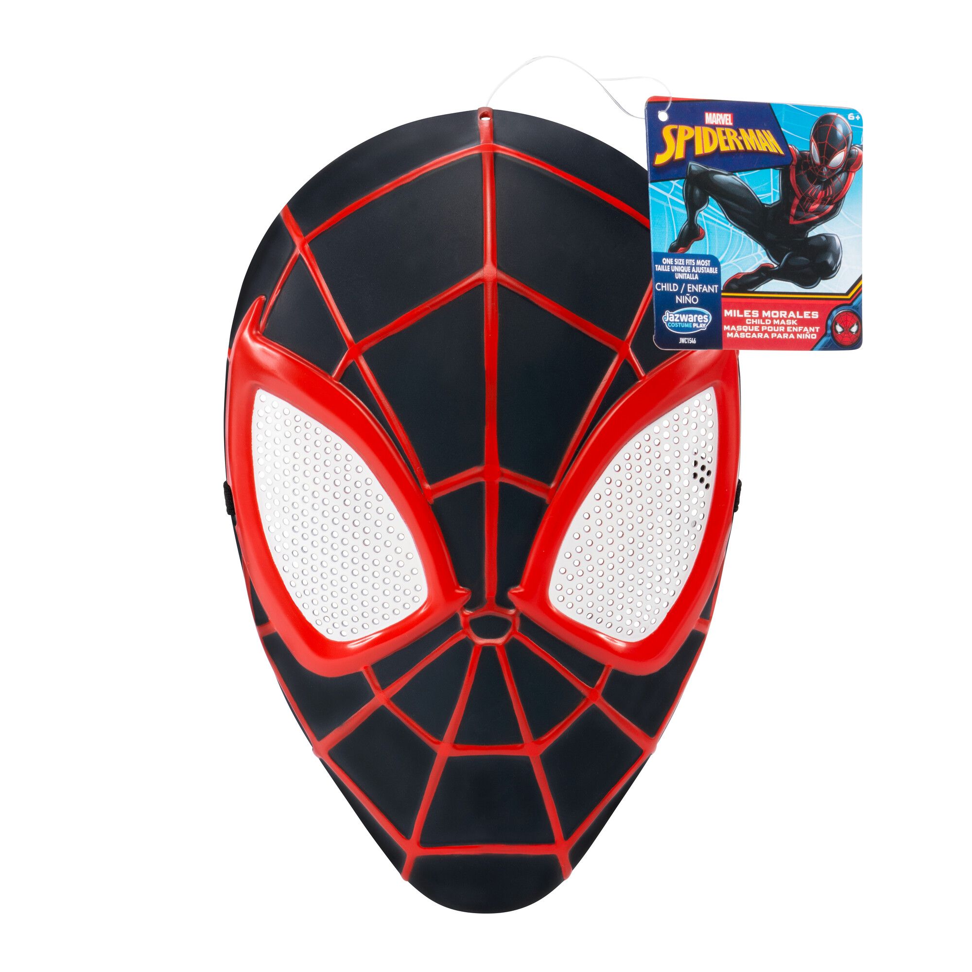 Marvel Spiderman Miles Morales Mask Wearable Costume Accessory, Unisex, Child Standard Front_Flat