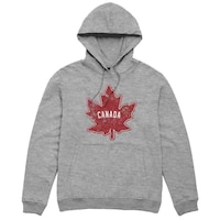 Canada Day Vintage Leaf Grey Hoodie Front_Flat
