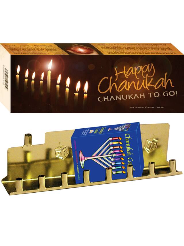 Hanukkah Menorah Candles with Smokeless Dripless Hanukkah Candles Composite_or_Mixed