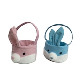 Easter Bunny Basket for Egg Hunts & Treats, Pink/Blue, 12-in Composite_or_Mixed