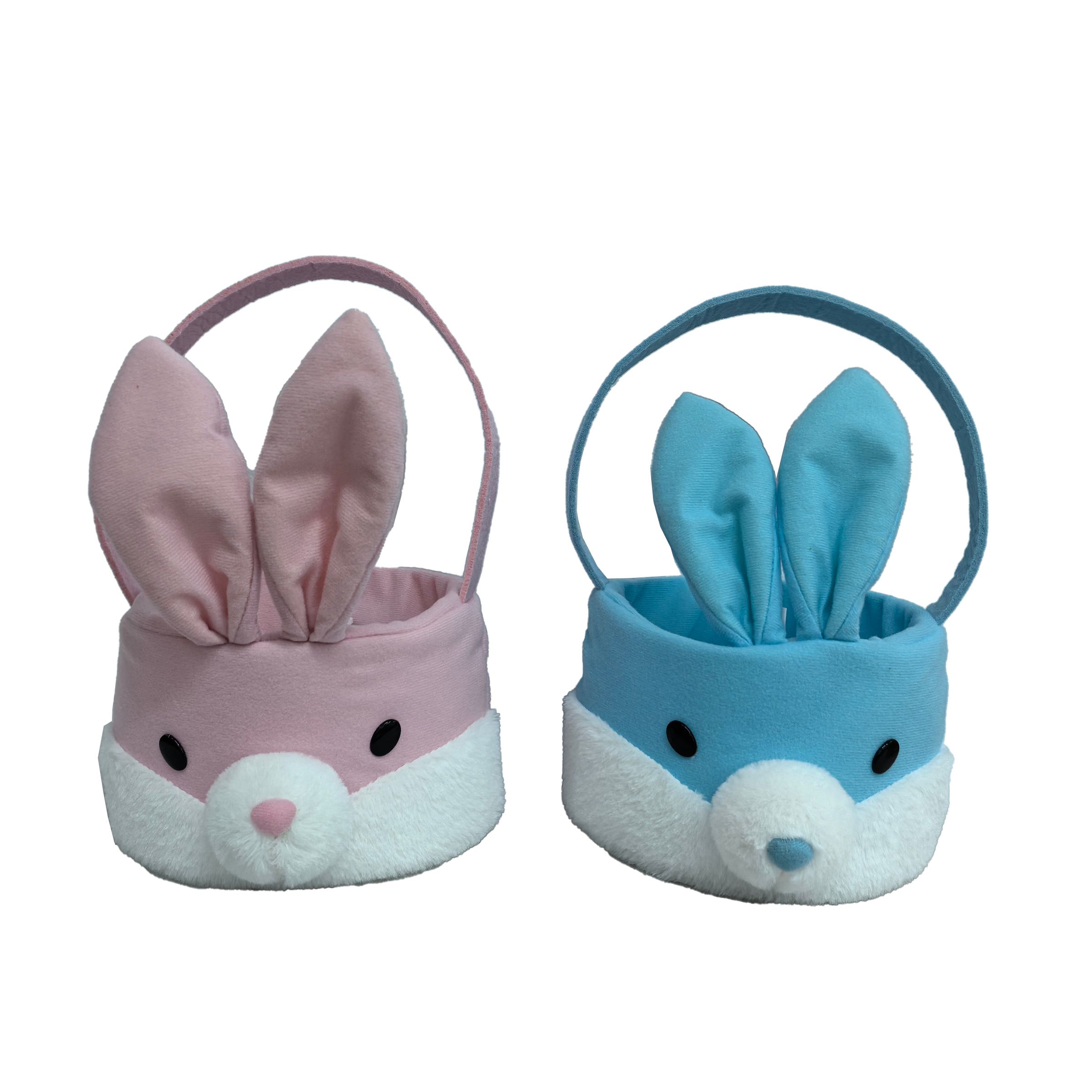 Panier lapin de Pâques pour chasse aux oeufs et gâteries, rose/bleu, 12-po Front_Elevated