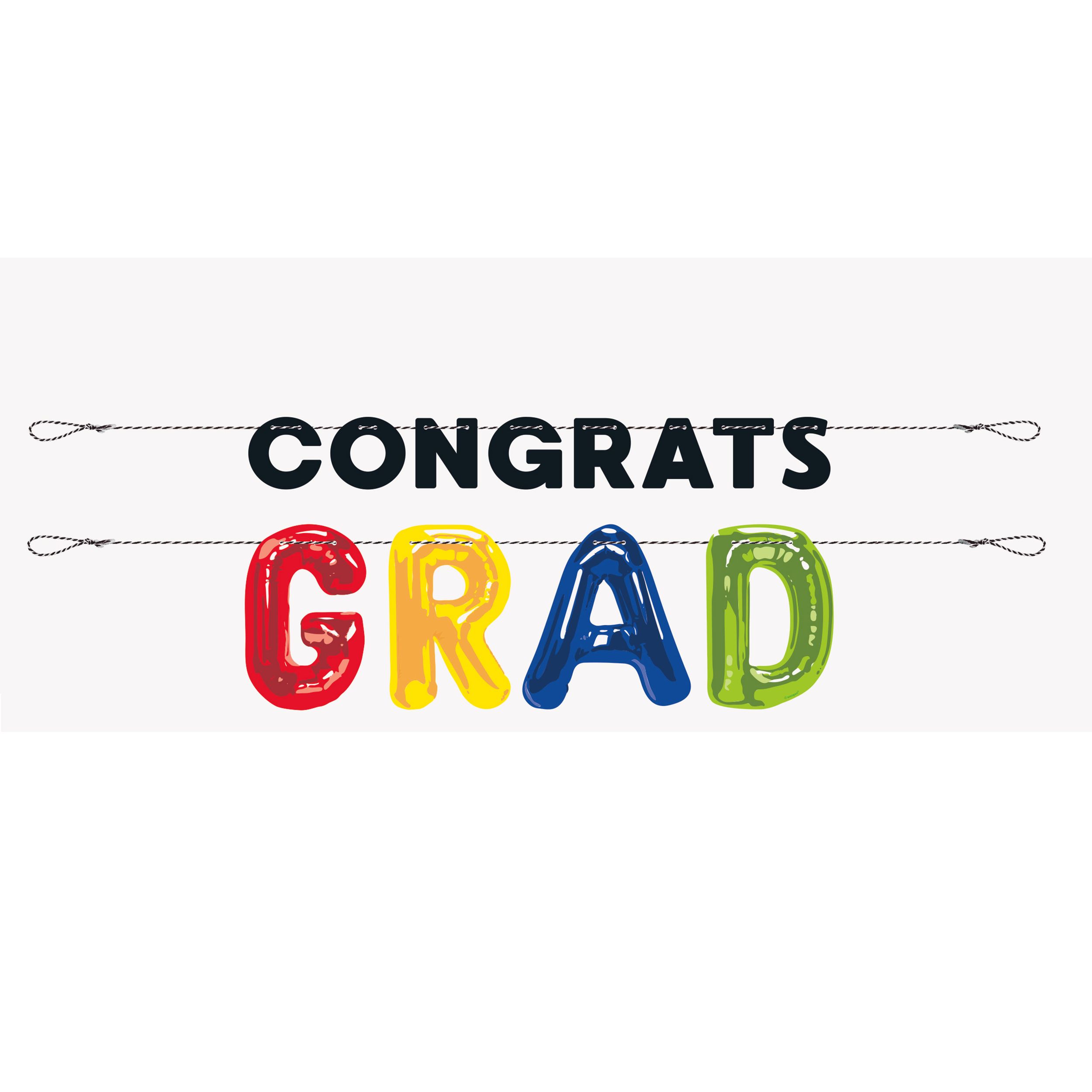 Grad Letter Balloon Paper 6' Banner with Hanging Loop, 2-ct Front_Flat