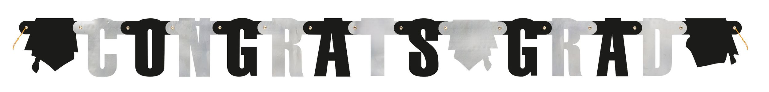 Grad Celebration Jointed Hanging Banner with Loops for Graduation Party Front_Flat