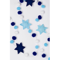 Merangue Hanukkah Blue/White Star and Pom Pom Garland