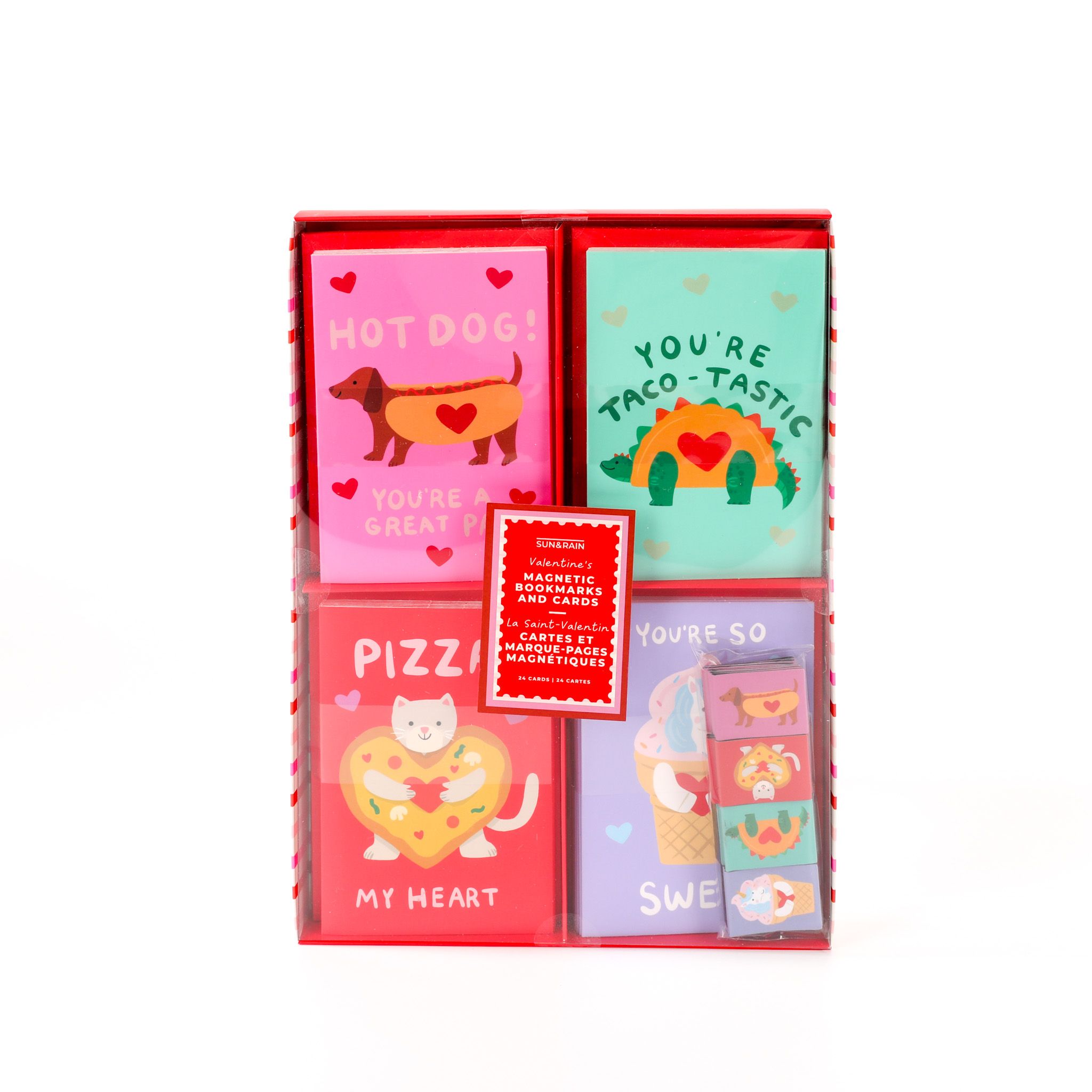 Cartes animaux gourmets avec signet, Saint-Valentin, paq. 24 Front_Flat