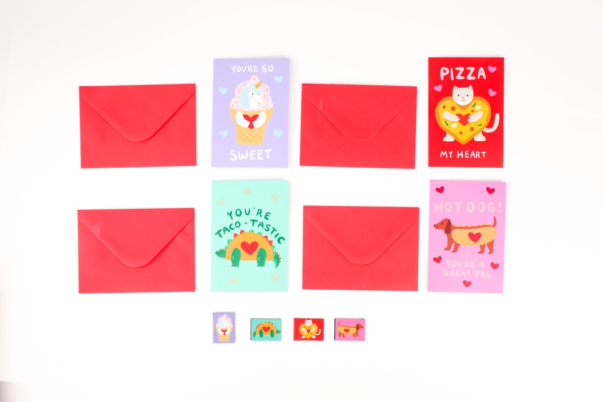 Cartes animaux gourmets avec signet, Saint-Valentin, paq. 24 Front_Flat