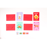 Valentine's Day Foodie Animals Cards with Bookmark, 24-pk Front_Flat