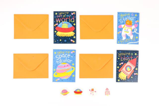 Valentine's Day Space Cards with Tattoo, 24-pk Front_Flat