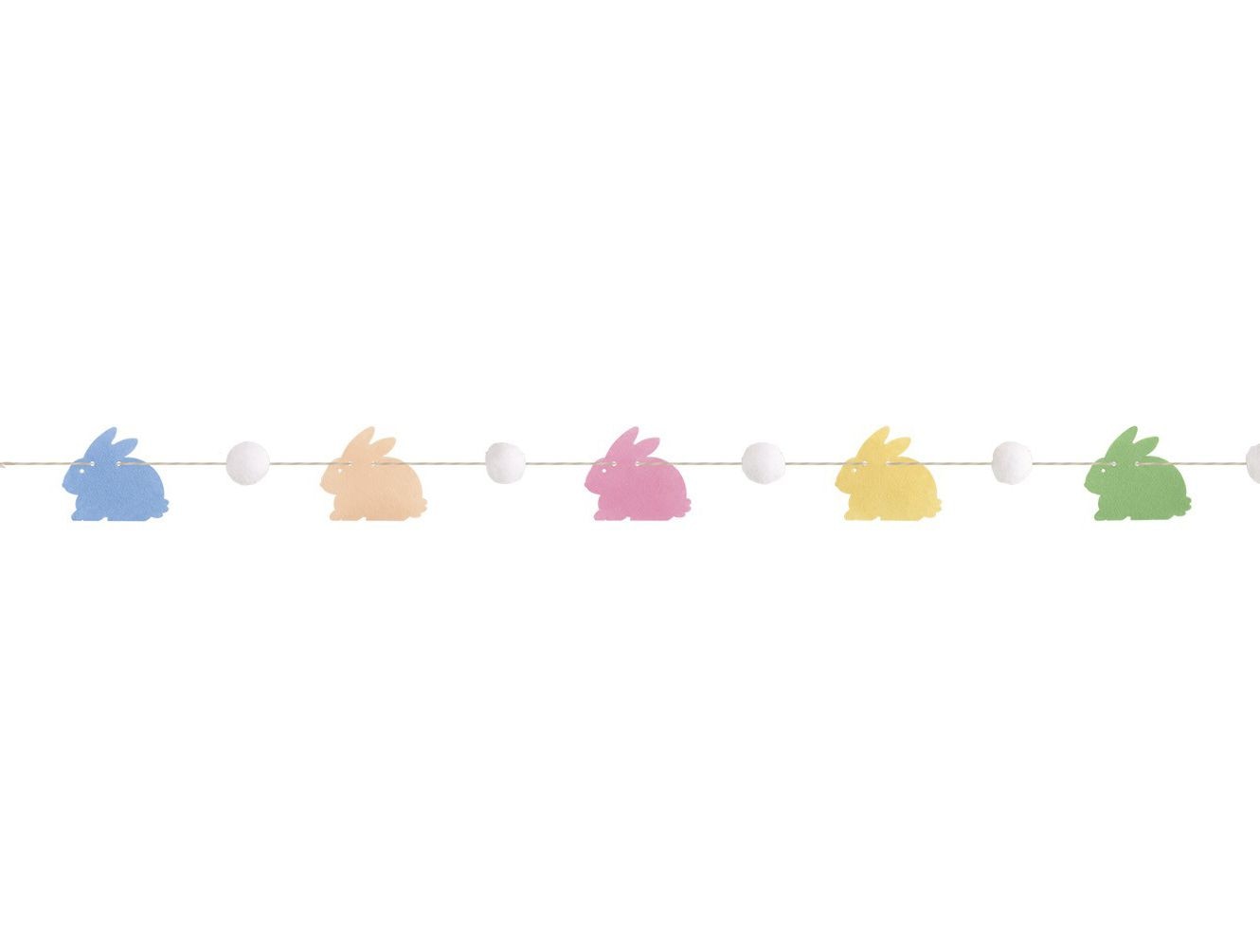 Guirlande à suspendre de pompons et de lapin en feutre, plusieurs couleurs, pour Pâques, 6 pi CloseUp
