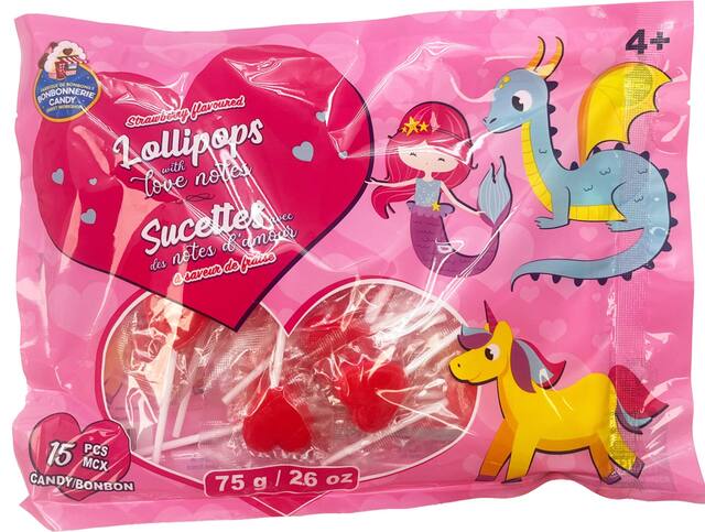 Sucettes avec cartes pour lettres d'amour, paquet de 15 Front_Flat