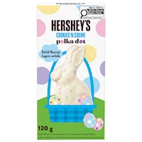 Hershey's Cookies 'N' Crème Solid White Chocolate Bunny with Coloured Cookie Pieces, 120-g Front_Flat