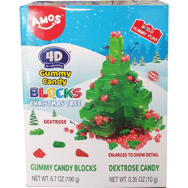 4D Gummy Blocks Christmas Tree, Gummy Candy Blocks, 190-g Front_Elevated