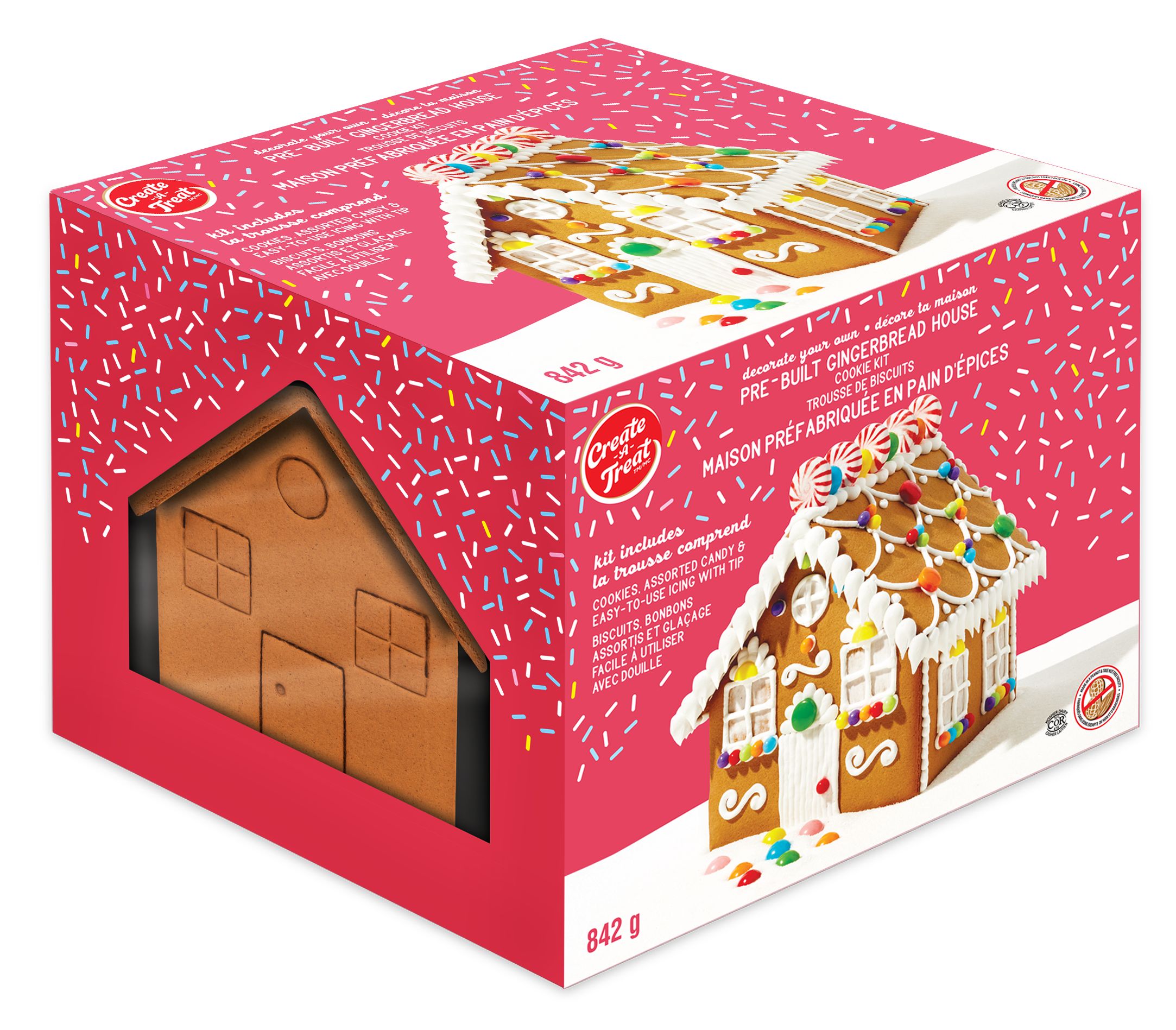 Create A Treat Pre-Built Gingerbread House Cookie Kit, 842-g Front_Angled_Right