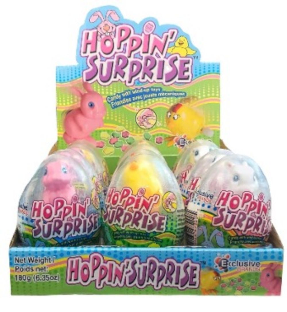 Hoppin’ Surprise 15-g Easter Candy with Wind-Up Bunny and Chick Toy Front_Flat