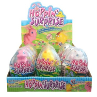 Friandise de Pâques avec jouet en forme de lapin ou poussin à remonter Hoppin' Surprise, 15 g Front_Flat