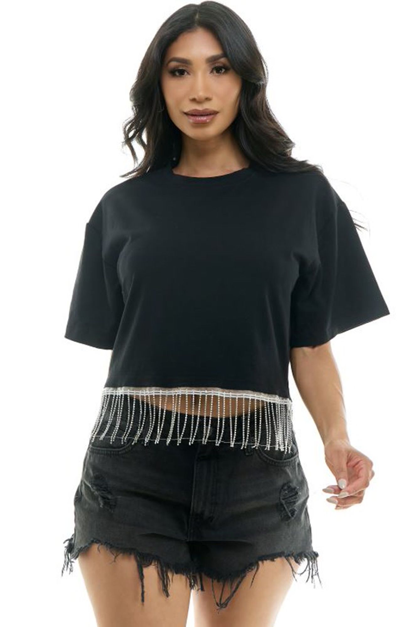 BRHNSTN FRNG TEE S/M