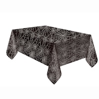 Nappe d'Halloween en plastique hydrofuge toile d'araignée Unique, noir