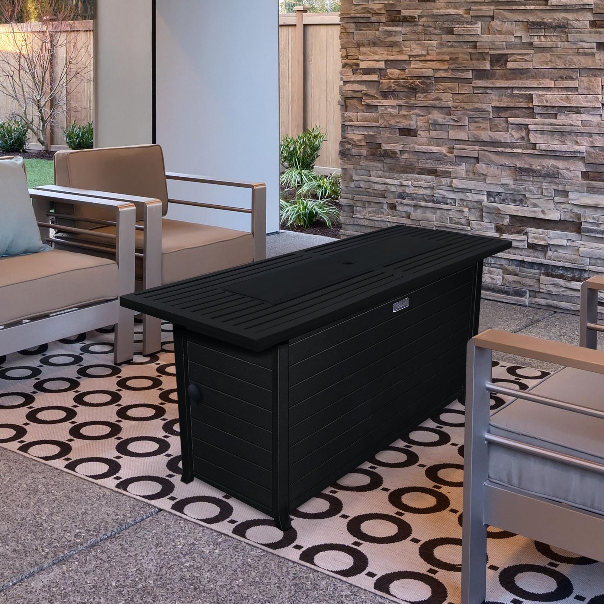 Sunbeam Elite Linear Aluminum Fire Table Front_Angled_Right