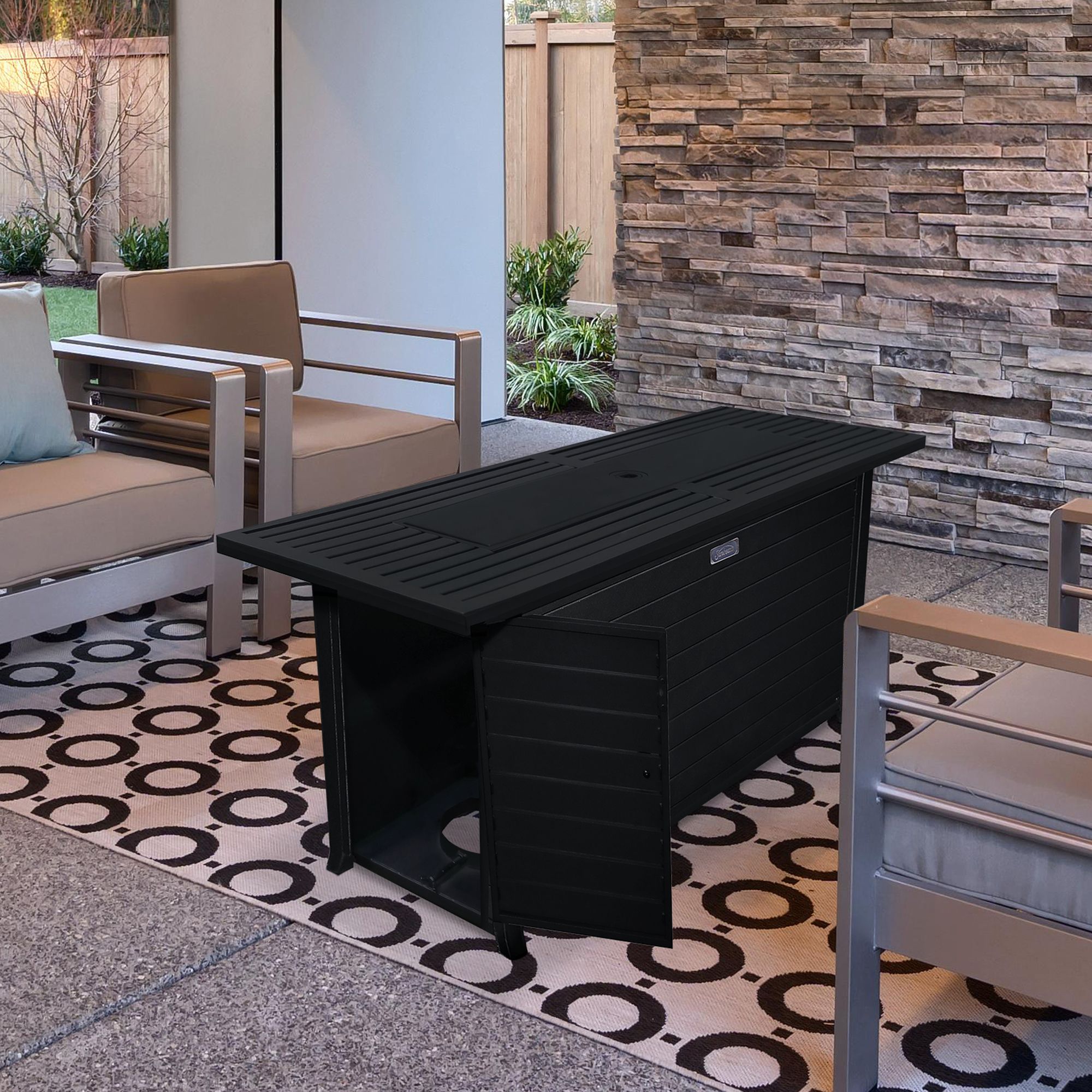 Sunbeam Elite Linear Aluminum Fire Table Front_Angled_Right