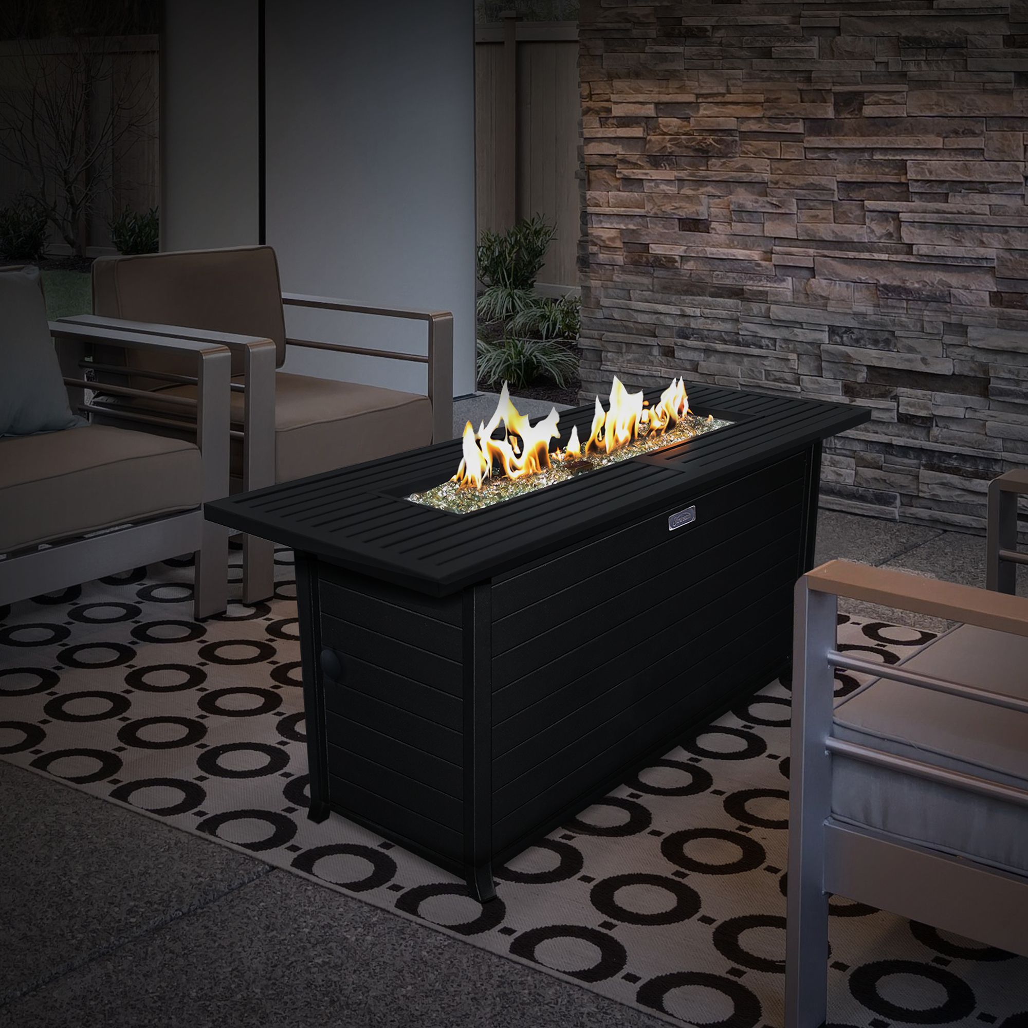 Sunbeam Elite Linear Aluminum Fire Table Front_Angled_Right