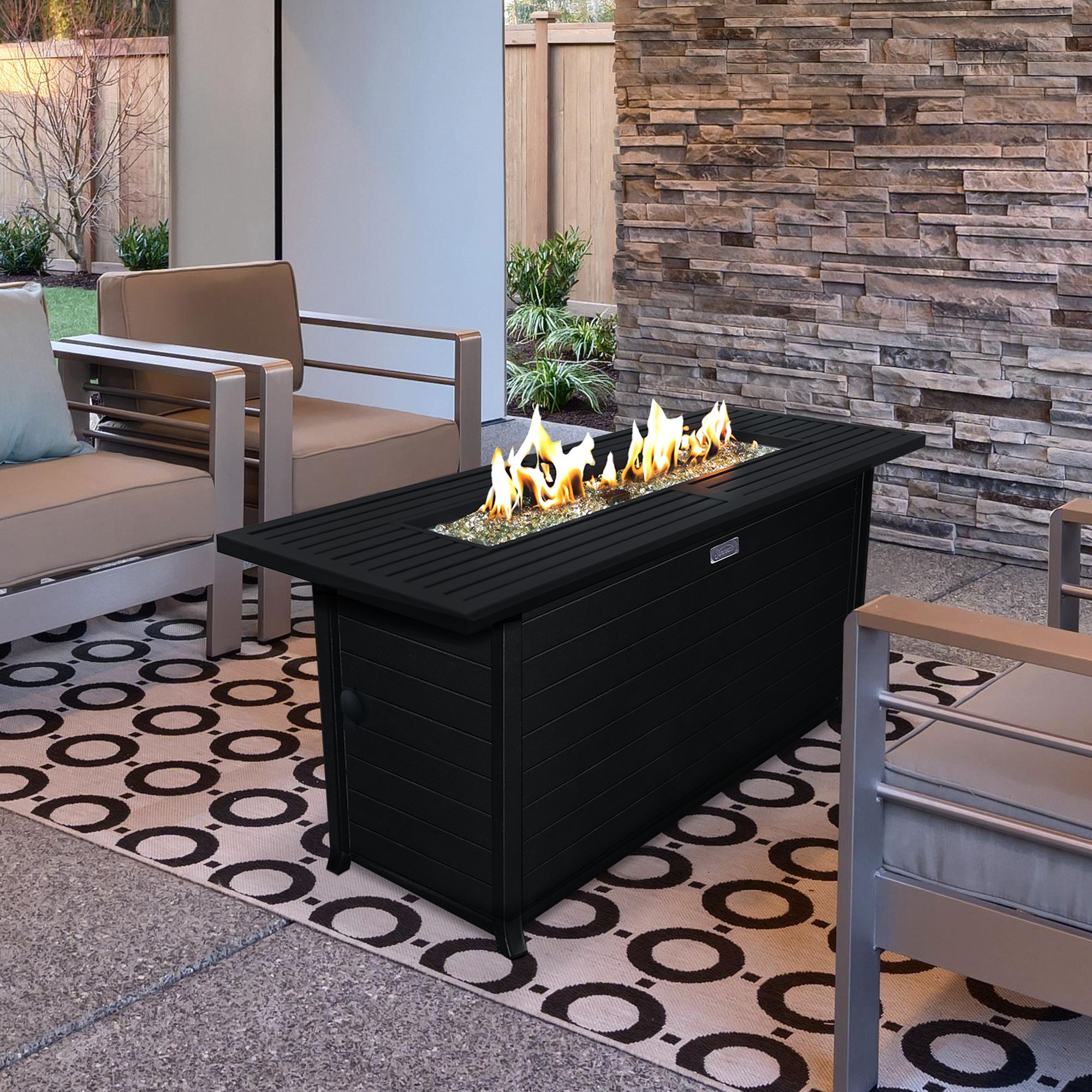 Sunbeam Elite Linear Aluminum Fire Table Front_Angled_Right
