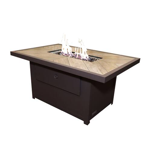 Sunbeam Ceramic Tabletop Aluminum Fire Table, Includes Lid & Protective Cover