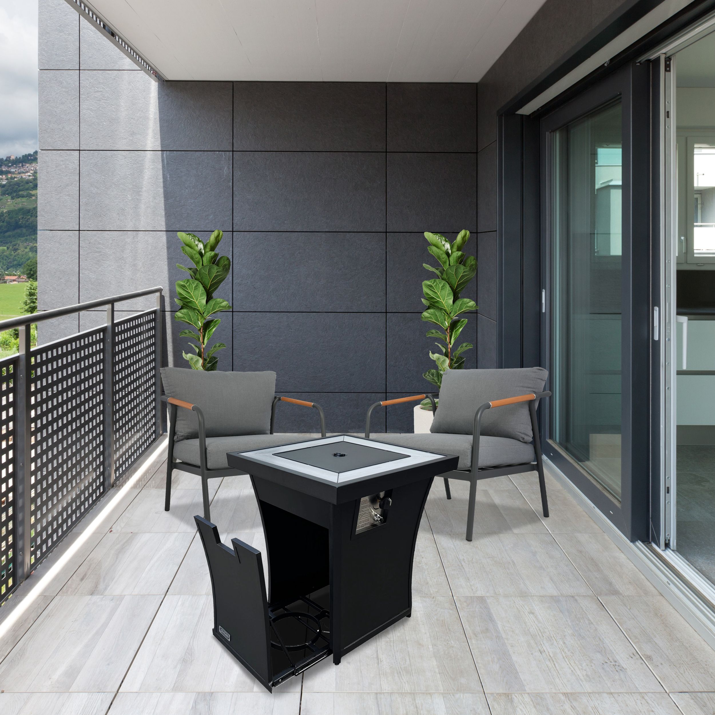 Sunbeam Urban Aluminum Fire Pit Front_Angled_Left