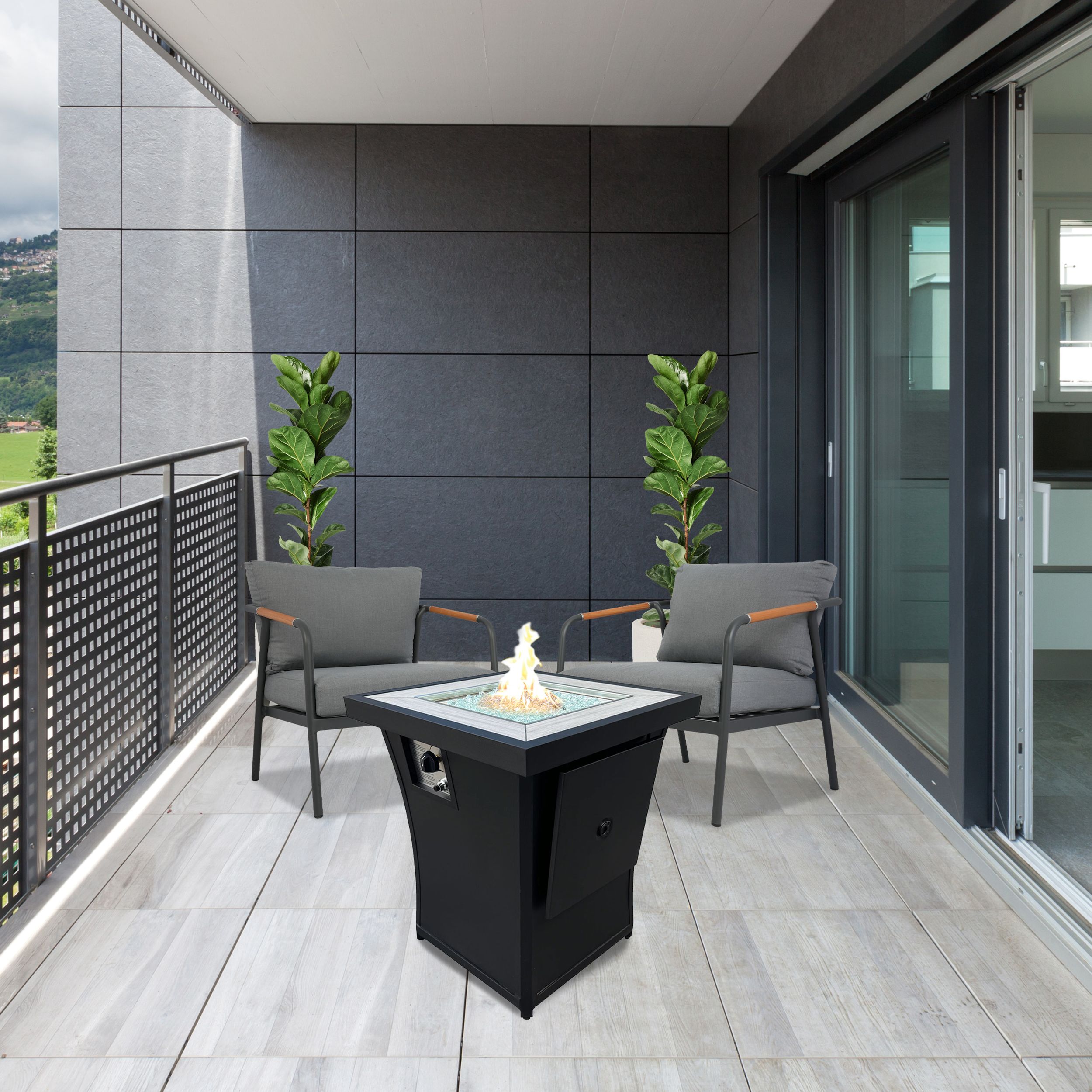 Sunbeam Urban Aluminum Fire Pit Front_Angled_Left