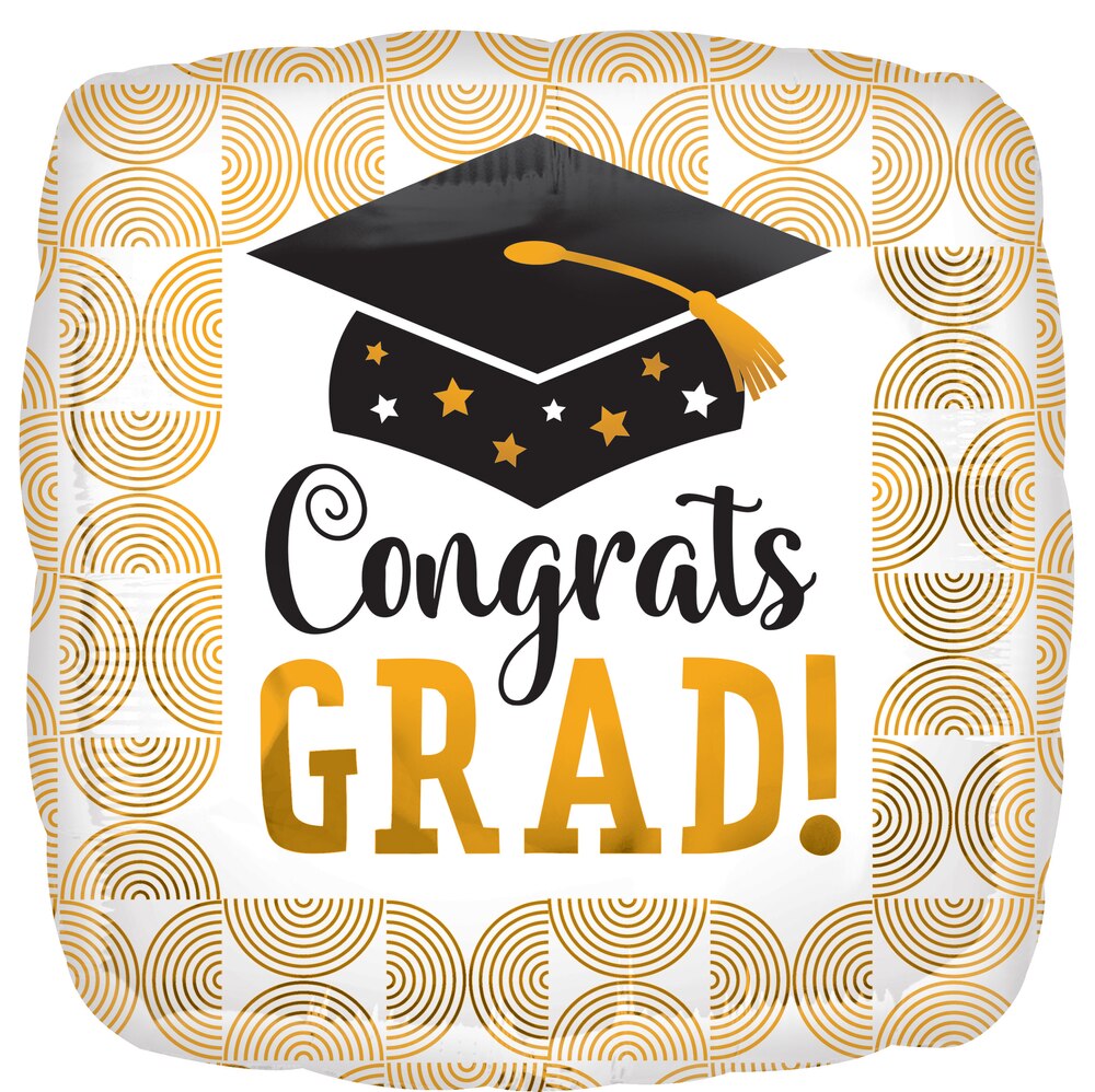 Congrats Grad Ribbed Lines Standard Balloon | Party City