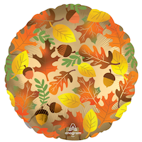 Ballon en aluminium satiné rond, orange/jaune, feuilles d'automne, 18 po, gonflement à l'hélium et ruban inclus, pour l'Action de grâce