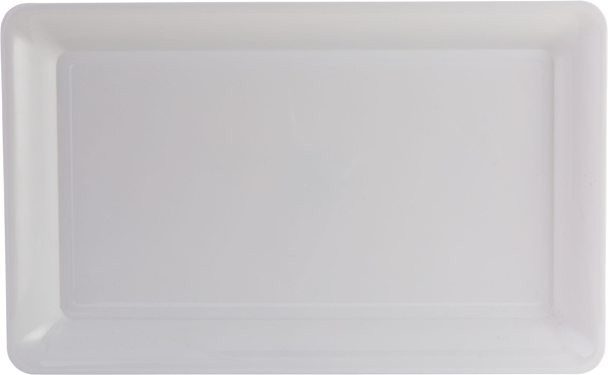 Rectangle Plastic Reusable Serving Platter, White, 18-in, for Christmas/Thanksgiving/New Year's Eve/Easter/Birthday Party Overhead_Flat