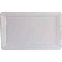 Plat de service rectangulaire en plastique blanc, 11 x 18 po Overhead_Flat